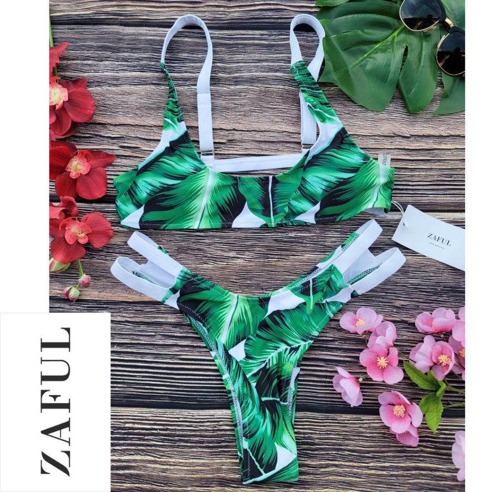Zaful Tropical Palm Floral Bikini NWT!